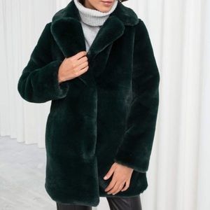 Dark green & Other Stories faux fur coat